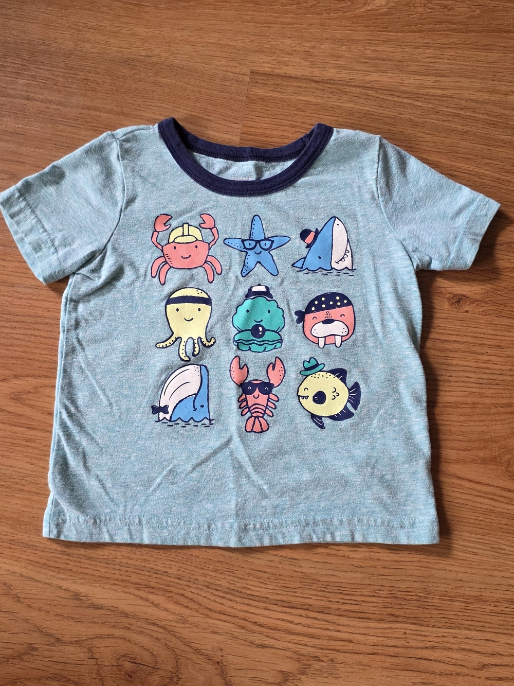 Carter's Light Blue Sea Creature Tee with Navy Trim